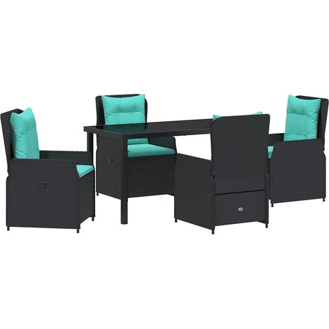 Maison Exclusive - Set da Pranzo per Giardino 5 pz Nero Poly Rattan (1/5)