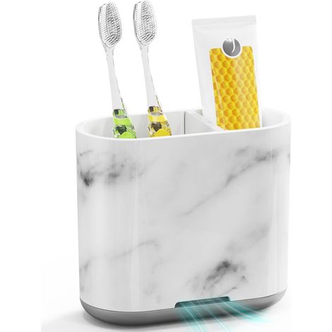 Porte-brosses à dents électriques pour salle de bain, porte-brosse à dents et dentifrice, panier de brosse à dents amovible avec drainage pour la famille, les enfants (grain marbre gris (1/5)