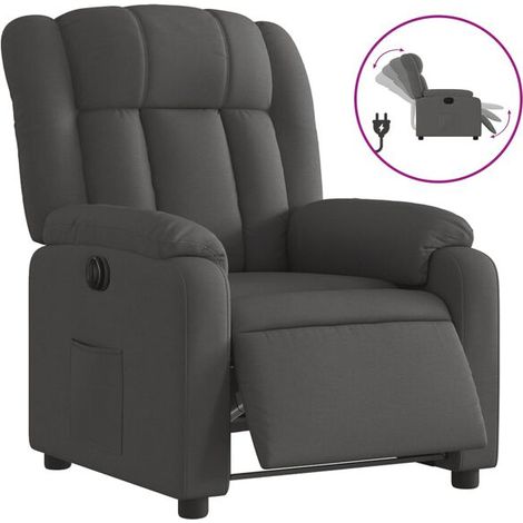 Chaise longue électrique réglable en hauteur, avec dossier inclinable et repose-pieds extensible – Fauteuil relax en tissu gris foncé pour salon ou bureau (1/5)