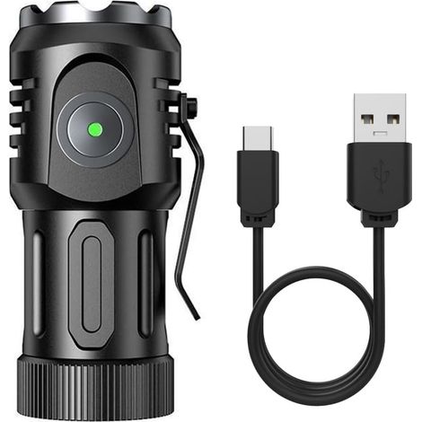 X65 Mini-LED-Taschenlampe, USB-C-aufladbar, leistungsstarke Lichtquelle, 5 LEDs, kleine Taschenlampe, 8 Modi, wasserdicht, lange Akkulaufzeit, mit magnetischer Rückseitenbefestigung