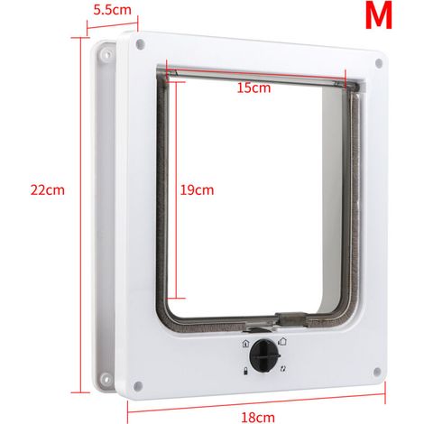 Chatière étanche avec serrure rotative à 4 voies pour chat, petit chien, facile à installer et à utiliser, version améliorée (1/4)