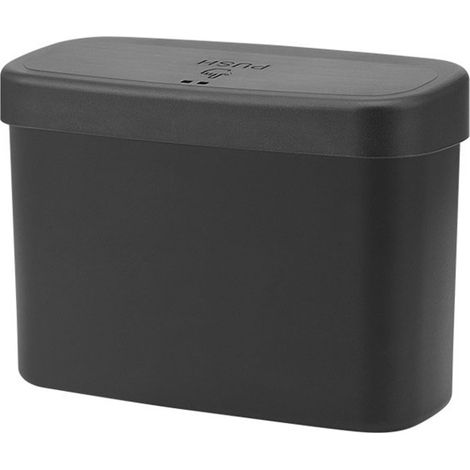 Cestino - Cestino per auto - Mini cestino - Cestino con coperchio - Scatola portaoggetti multifunzionale - Scatola portaoggetti - Per sedile posteriore e portiera - Schienale sedile auto - Nero (1/4)