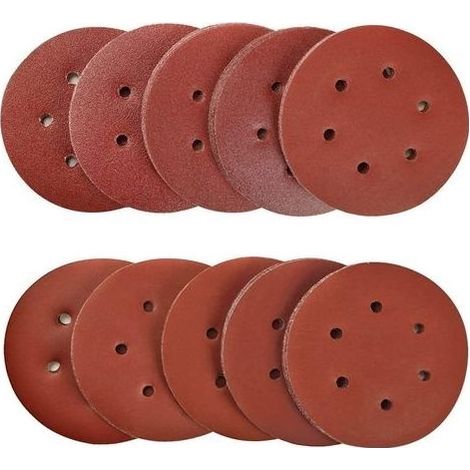 100 Stück 150-mm-Schleifscheiben, Körnungen 40/80/120/180/320/600/800/1000/1500/2000, ideal zum Schleifen, Polieren und Entrosten für 6-stufige Exzenterschleifer. (1/5)