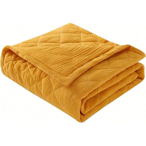 Couverture Bébé en Coton 100x125 cm, Jaune Moutarde, Douce et Respirante, pour Lit, Berceau et Landau (1/5)