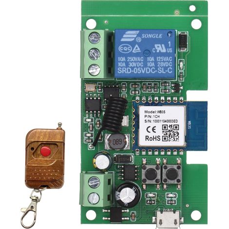 Interrupteur via application 1 canal, module relais WiFi DC5 V/7-32 V, télécommande, sans fil Android/iOS fonction de synchronisation, compatible Goog (1/5)