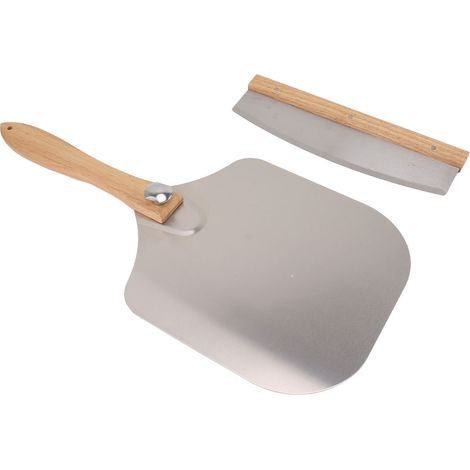 Pelle à pizza 30 cm avec coupe-pizza ergonomique, set de 2 ustensiles pour cuisson et service, antiadhésif et facile à décoller (1/5)