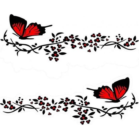 pièces - Autocollant voiture - Autocollants voiture - Autocollants papillon fleur - PET - noir et rouge - 3011 cm - Non réfléchissant - pour carrosserie capot décoration maison (1/5)