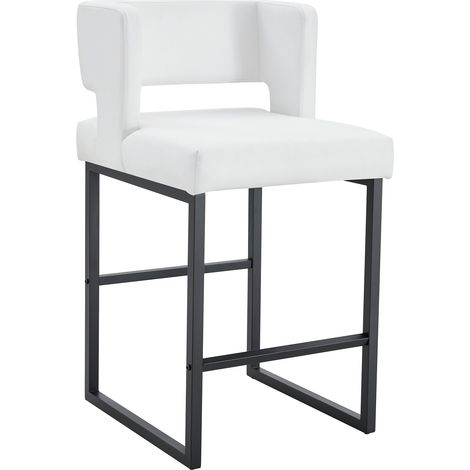 CAIziLot de 2 chaises Nordic Windbar blanches, au design carré moderne, pieds en métal noirs, ensemble léger et confortable