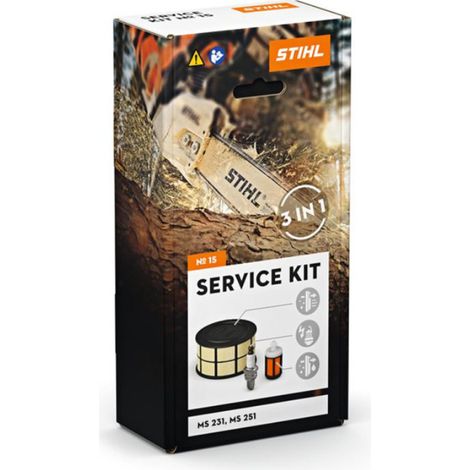Stihl – Kit de service 15 pour MS 231, MS 251 11430074100 – Filtre à air non-tissé – Bougie de rechange – Filtre à carburant