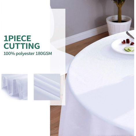 Nappe blanche Surmente pour tables rondes, nappes rondes de 120 pouces pour mariages, banquets ou restaurants (1/5)