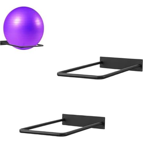 Support Mural Pour Ball D'Exercice - En Fer - Pour Balles De 33 À 74 Cm - Idéal Pour Studio De Yoga Maison Ou Salle De Sport - 2 Pièces (1/5)