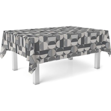 Nappe Toile cirée Lavable rectangulaire 200x140 cm Meno Gris (1/4)