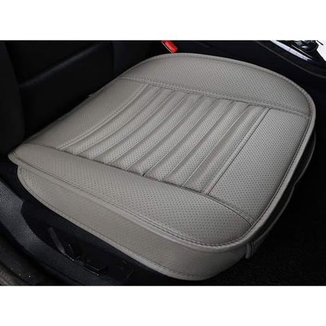 Housses de siège auto universelles en cuir PU, couverture intégrale des sièges avant, extrêmement respirantes, antidérapantes, 52 x 50 cm (1 pièce - beige) (1/5)