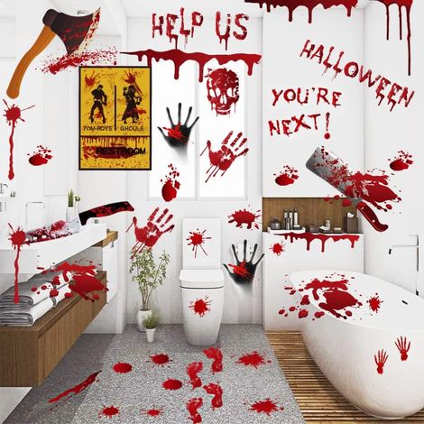 81 pezzi di adesivi decorativi a forma di impronta di mano e piede per Halloween - per finestre, bagno, pavimento, soggiorno, decorazioni zombie - festa di Halloween (1/5)