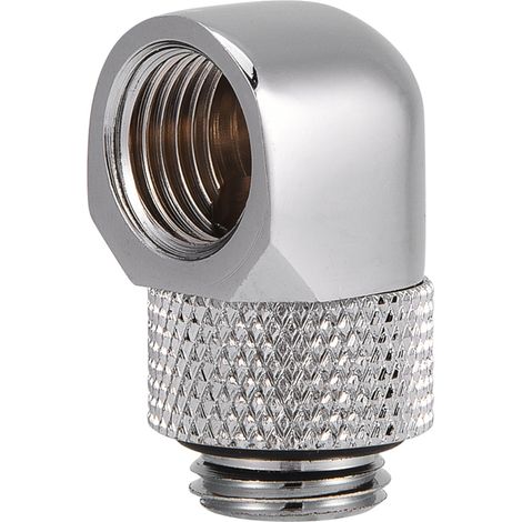 Raccord à 90 degrés pour refroidissement PC, raccord coudé G1/4 avec embout barbelé pour tube, argenté (1/5)