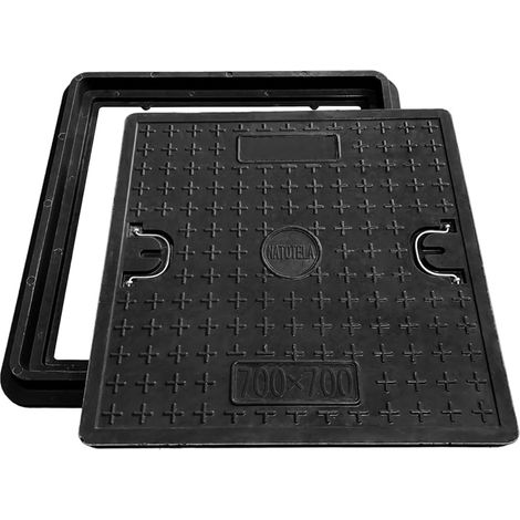 800 x 800 mm Couvercle de regard en fibre de verre PRV,A15 tampon de regard en PRV avec cadre-Dimension d'ouverture: 625x625 mm - Pour parc,pelouse,cour,jardin,trottoir,terrasse (1/5)