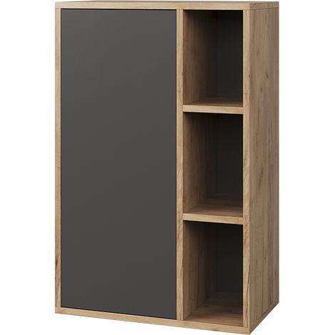 Libreria da parete Berno, Rovere dorato/antracite, 50.1 x 78.4 cm con 3 scomparti aperti, Vicco (1/5)