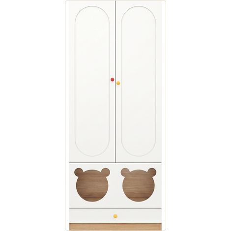 Armoire Enfant Penderie avec Tringle et Espace Chat MDF Blanc et Bois Naturel 80 x 50 x 200 cm (1/5)