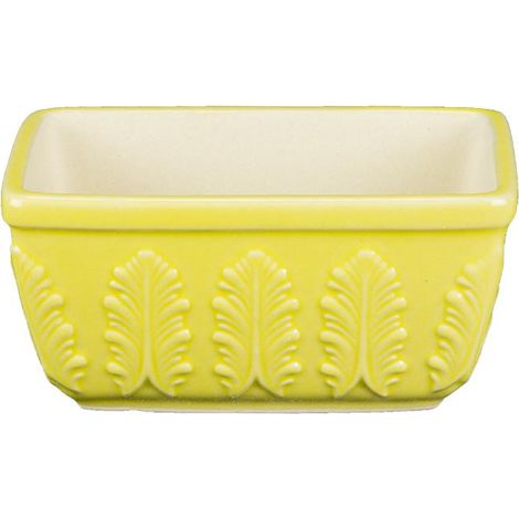 Vaso per bonsai rettangolare in gres smaltato giallo 12,5x8x6 cm - A15