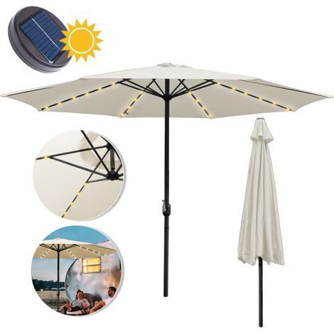 3.5m Parasol avec LED Parasol de jardin hydrofuge Parasol de terrasse UV30+ avec manivelle balcon Parasol de marché, Beige (1/5)
