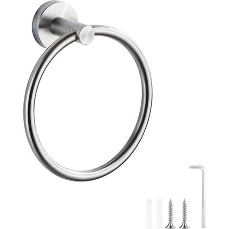 （Acier inoxydable brossé）Porte-Serviettes, Anneau Porte Serviettes Givré Noir, Anneau Porte-Serviettes Mural en Acier Inoxydable 304, Porte Servi (1/5)