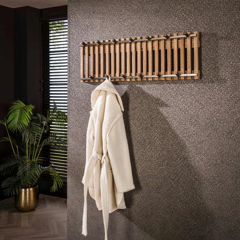 Garderobe Vera 13 Haken Mangoholz Sandfarbe