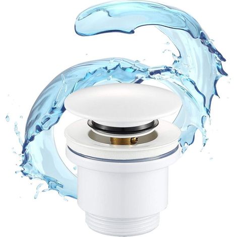 Universal sink drain - Click Clack valve - glossy white - Compatible with overflow and non-return systems - Ideal for bathrooms