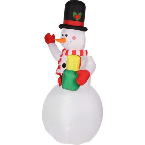 Bonhomme de neige gonflable de 1,5 m de haut, décorations de Noël avec LED colorées rotatives pour jardin extérieur, prise UE 220-240 V