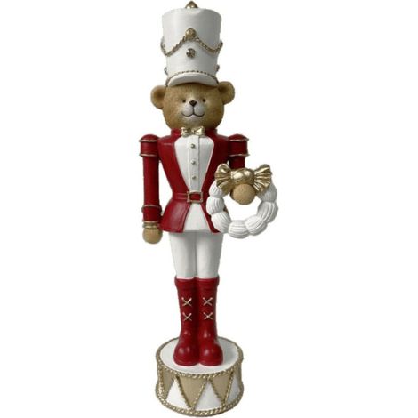 Preziosa Home Orso Decorativo Natale Schiaccianoci 12 x 8 x 34 Cm Poliresina