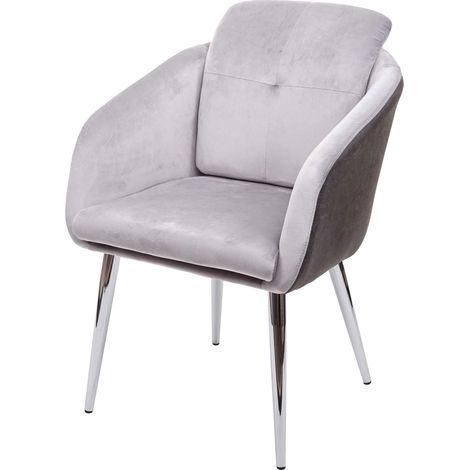 HHG – Chaise rembourrée en similicuir velours gris avec accoudoirs – Confort optimal – Charge max 125 kg – Pieds en métal chromé - HHG-555 (1/5)