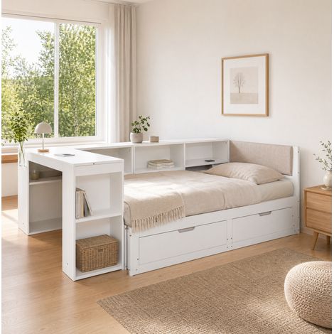 struttura letto 90x200 estensibile con scrivania OKMYHOME (1/5)