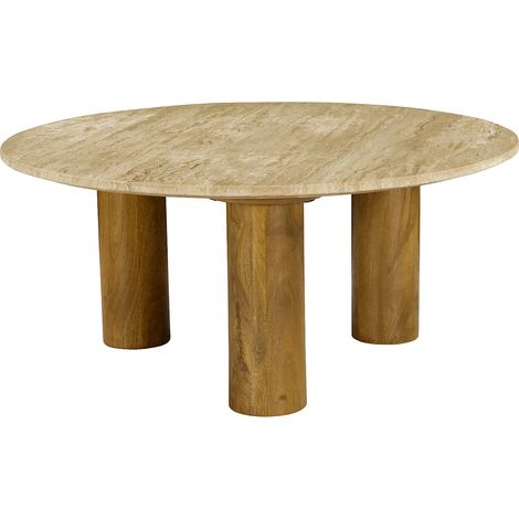 Tavolino in Travertino e legno di Mango Beige e naturale - LISAVOK di Maison Céphy (1/5)