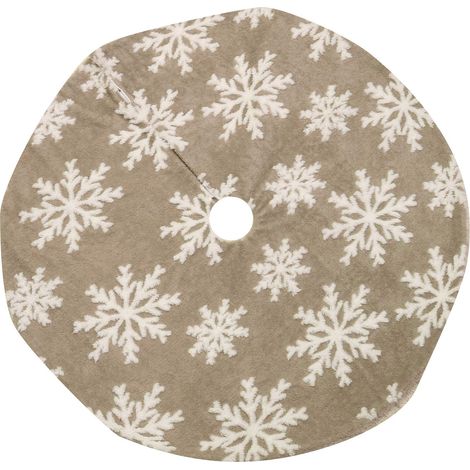 Copri base Albero di Natale in Tessuto fiocchi di neve beige cm Ø107xh1