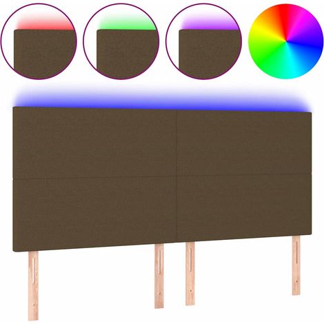 Maison Exclusive - Cabecero con luces LED tela marrón oscuro 160x (1/5)