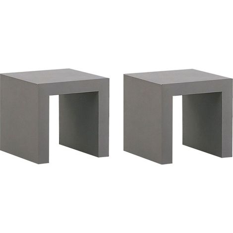 2 Tabourets Gris en Fibre-ciment Idéals pour 2 Personnes Durables et Tendance pour Terrasse ou Balcon Industriel et Minimaliste Beliani