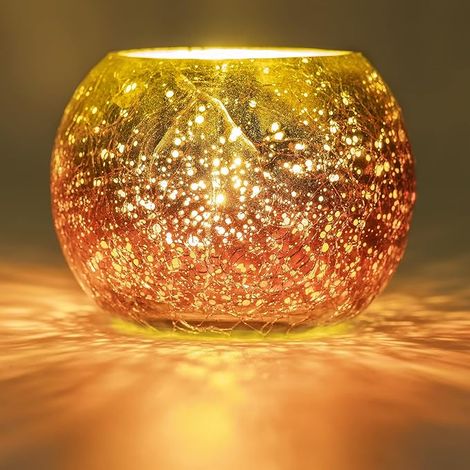 Bougeoir Verre/Photophore Or/Porte-Bougie/Bougeoirs Decoration/Bougie Chauffe Plat, Deco pour Maison, Centres De Table, Anniversaire, FêTe, Saint-Valentin, NoëL, Mariage, Bar (1/5)