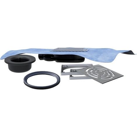 Siphon de sol Natosec Extra-plat à sortie horizontale orientable et natte 500 x 500 mm - LAZER