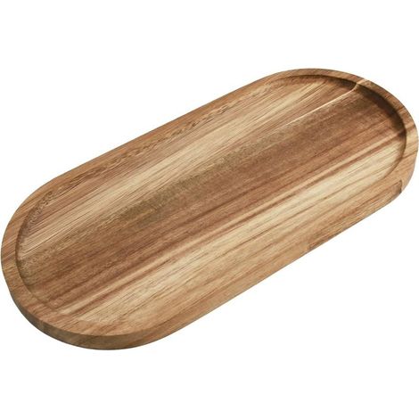 Plateau Décoratif Elliptique en Acacia – 30x14x1.5 cm, Plateau en Bois Décoratif Allongé, Plateau de Service Polyvalent pour Cuisine, Salon et Bureau, Design Élégant et Naturel (1/4)