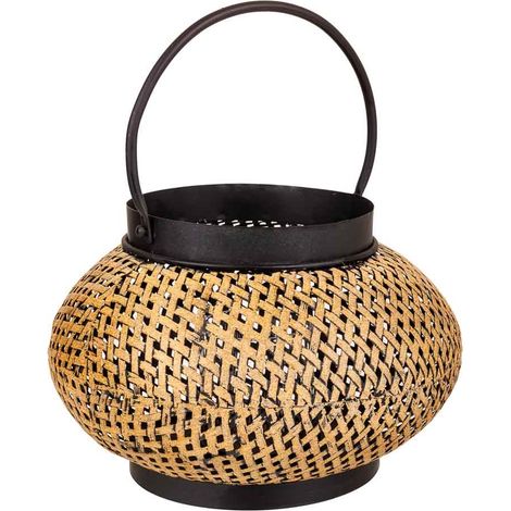 Portavelas de metal dorado 32x32x19