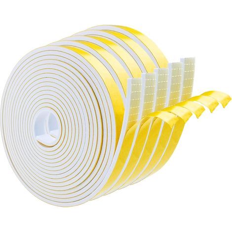 5 Rollen Dichtungsband, 6 x 1,5 mm Schaumstoff, Acrylkleber, witterungsbeständig, für Türen und Fenster (1/5)