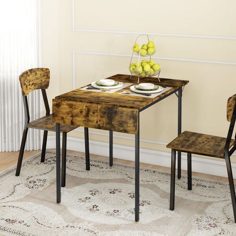 Table repas rétro pliante 120x79 cm, bois et métal marron rustique, pour 2 à 4 convives, table industrielle design vintage. (1/5)