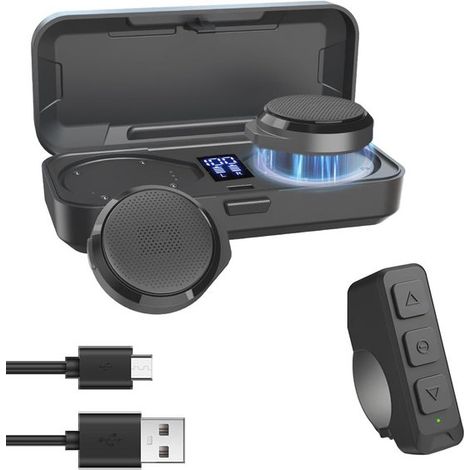Casque Bluetooth pour moto avec télécommande - Kit mains libres sans fil avec boîtier de charge