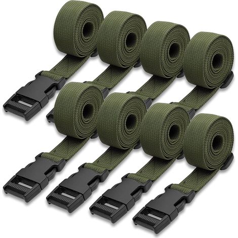 Lot de 8 Sangles Utilitaires avec Boucle à dégagement Rapide, Sangles en Nylon réglables de 1,5 m, Sangles d'arrimage en Nylon pour Sac à Dos, Sac de Couchage, Emballage de Bagages (1/5)