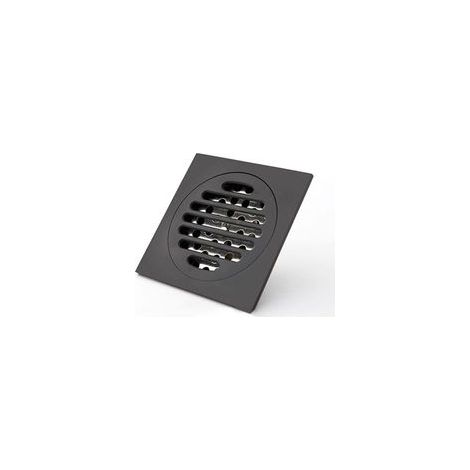 Caniveau de douche carré de 10 cm en laiton noir mat, anti-odeurs, pour baignoire et douche, grille de drainage, siphon de douche, filtre à cheveux, couvercle de siphon de douche extérieur (1/4)
