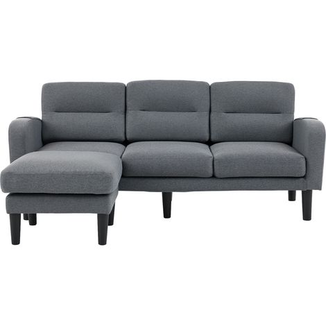 Divano angolare a L con chaise longue 3 posti 204 x 136 x 80 cm grigio (1/5)