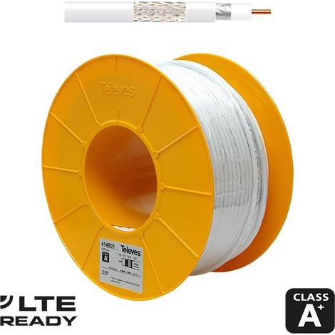 Cavo antenna TV - 100m bobina Cavo TV coassiale SK6Fplus BLANCO (1/2)