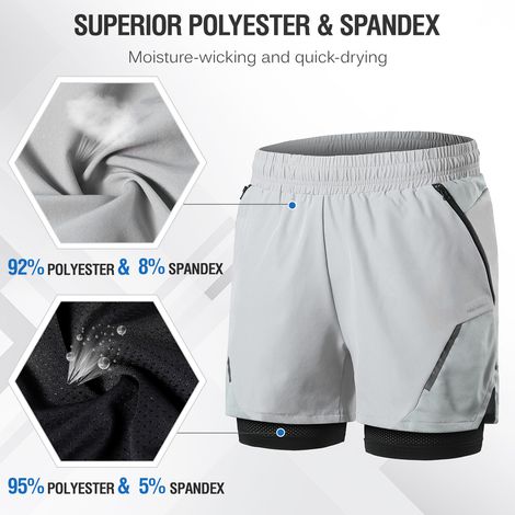 GARRYFIZH Short Running Homme 2-en-1, Poches Zip, Sec Rapide, Salle/Gym (1/5)