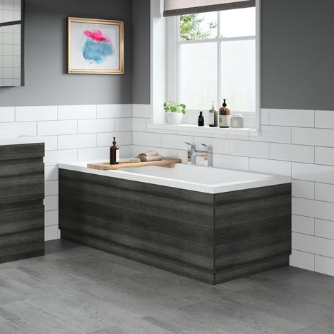 Modern Bathroom 1700 Front & 750 End Bath Panel Pack MFC Charcoal Grey Plinth (1/5)