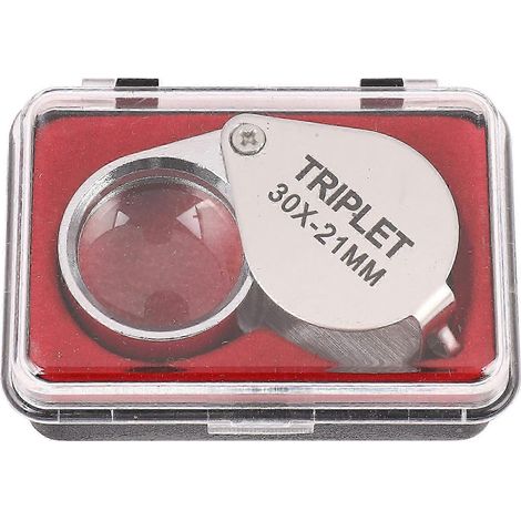 Loupe de bijoutier portable grossissante 30x, lentille en verre optique de 21 mm, monture pliable en métal chromé, compacte pour l'inspection des bijoux, pièces de monnaie et pierres précieuses (1/5)