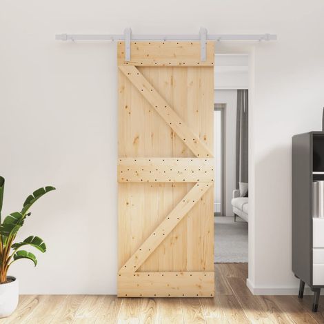 Puerta corredera con herrajes madera maciza de pino 80x210 cm vidaXL (1/5)